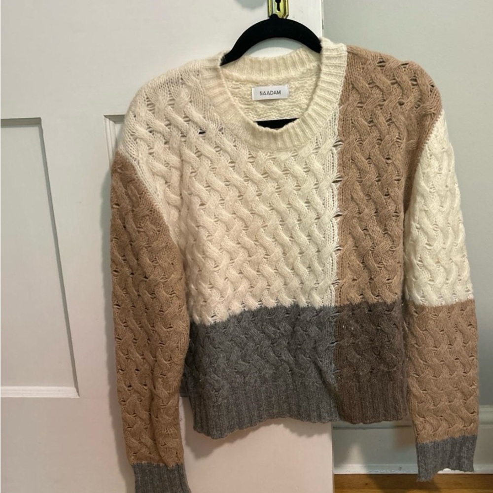 NAADAM Women's Cable Knit Sweater - Cream, Tan, Gray